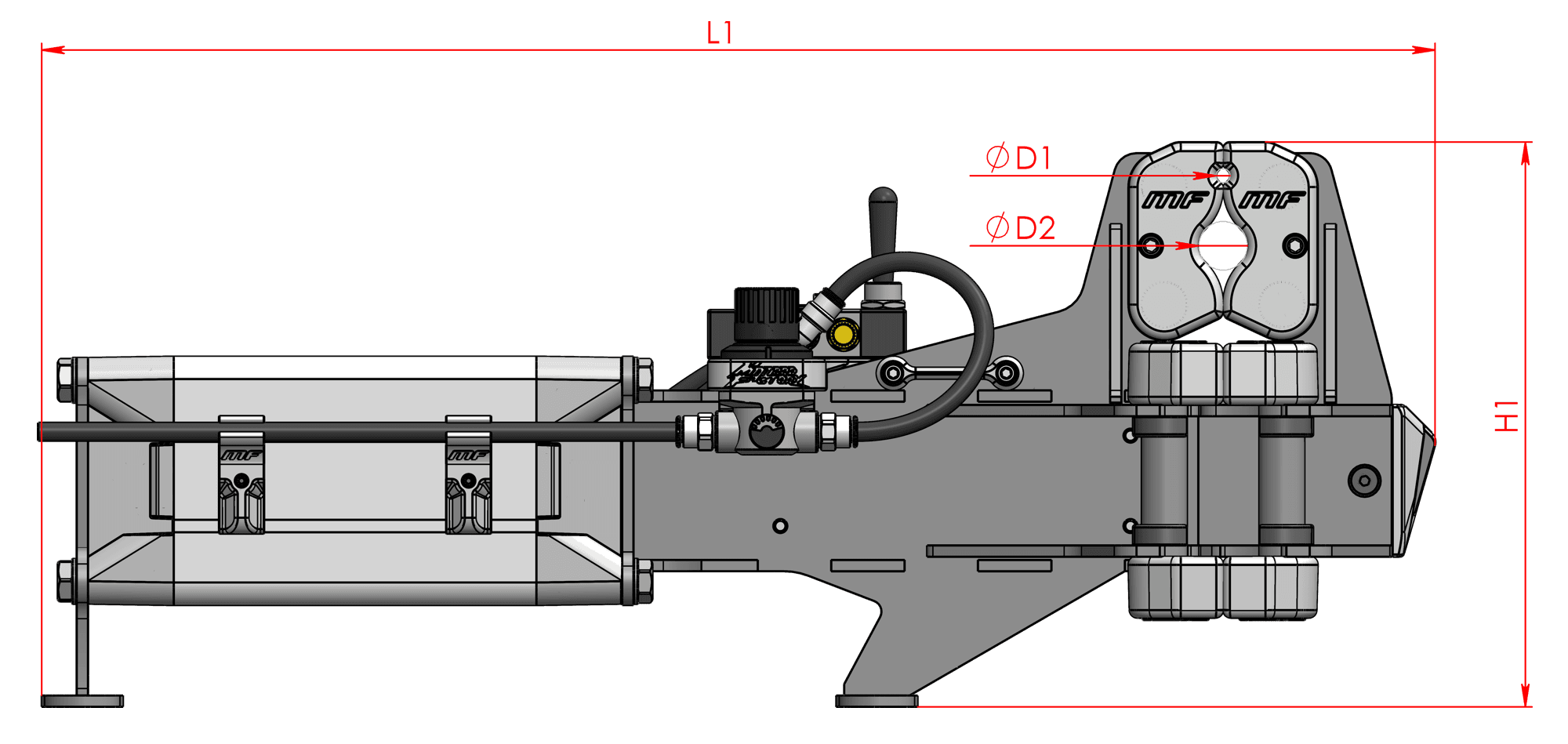 Размеры пневматических тисков Matard Factory