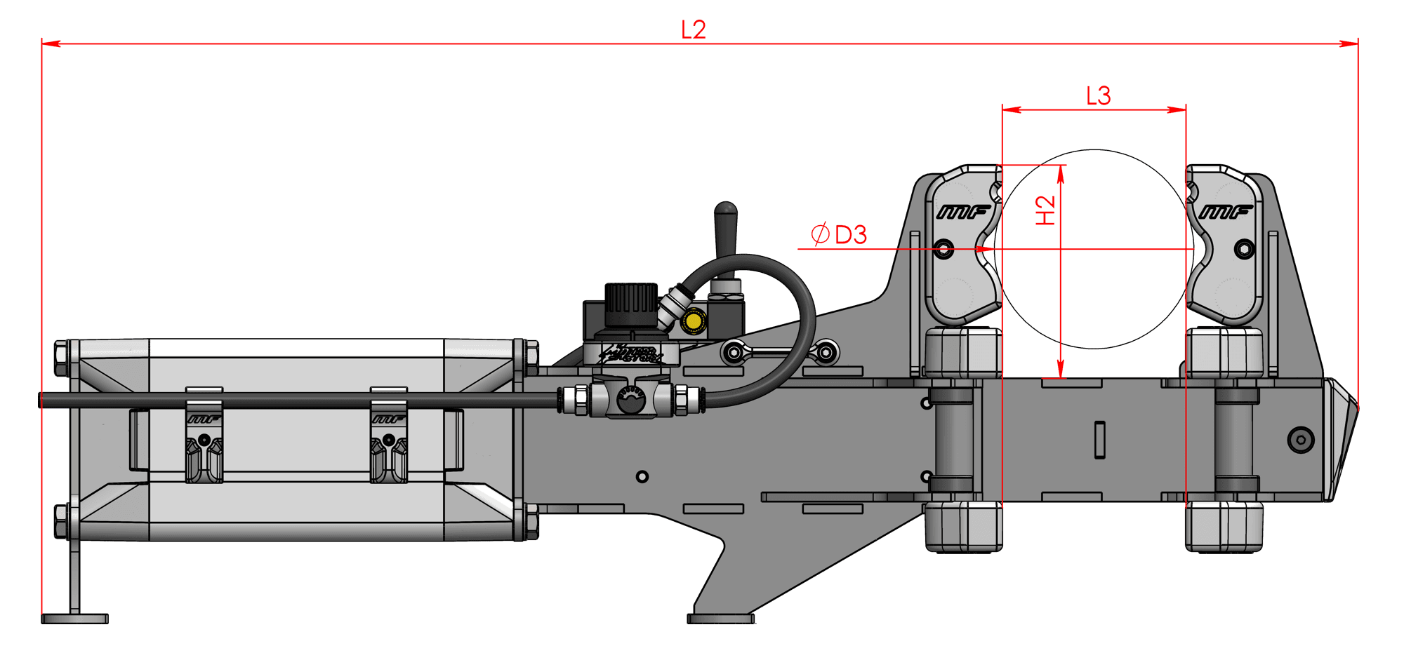 Размеры пневматических тисков Matard Factory